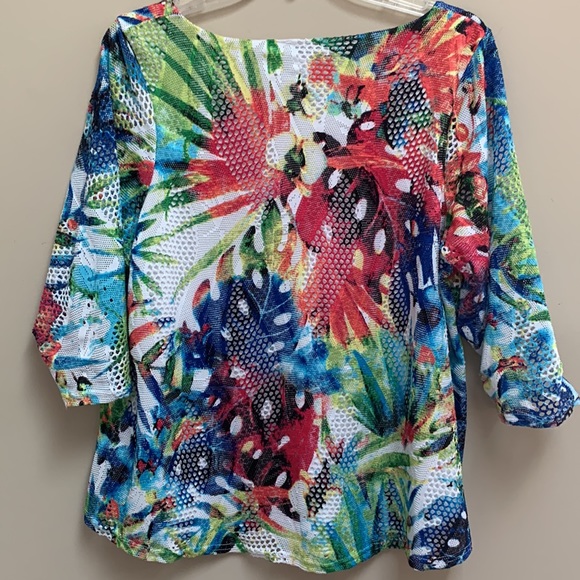 EUC Peck&Peck Double Layered Tropical Print Top XL - Picture 6 of 8